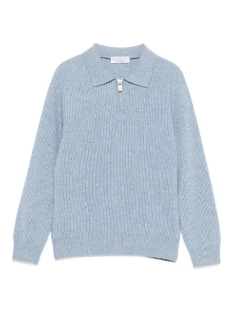 Brunello Cucinelli Kids 리브드 집업 탑