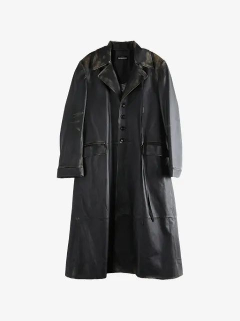 Ann Demeulemeester 페이디드 이펙트 가죽 코트