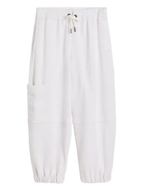 Brunello Cucinelli Kids 자수 로고 트랙 팬츠