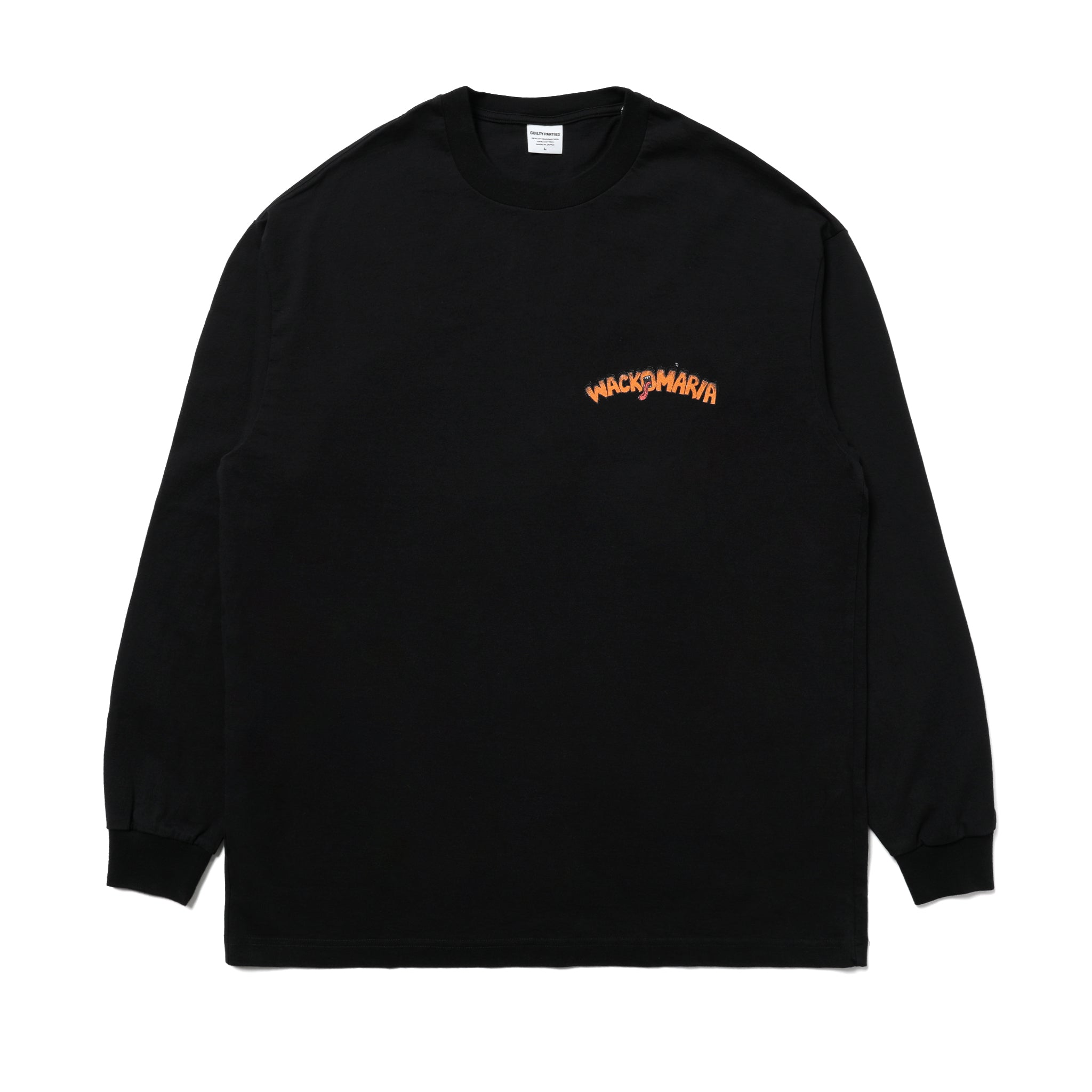 WACKO MARIA 엑스 팀 레히 워시드 헤비 웨이트 크루 넥 롱 슬리브 티셔츠 타입1 블랙