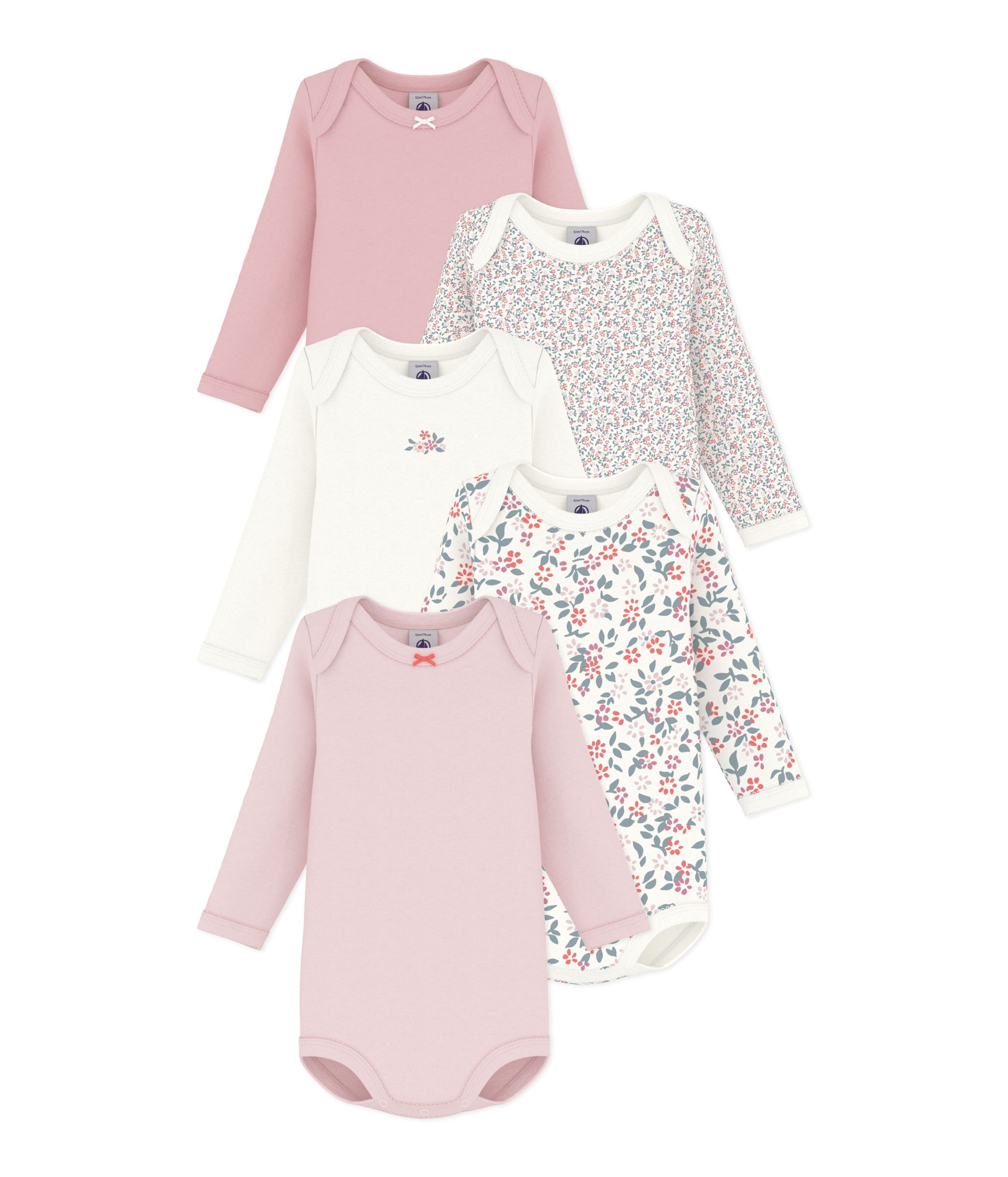 PETIT BATEAU KIDS 5팩 긴팔 아기 바디수트