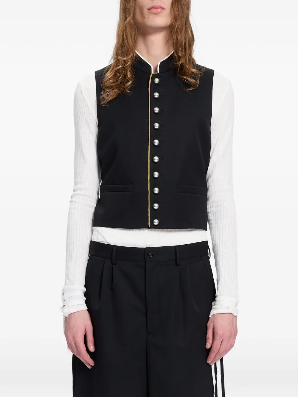 Ann Demeulemeester 핀스트라이프 버튼업 조끼