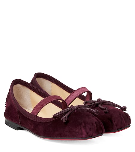 Christian Louboutin Kids 바바렛 스웨이드 발레 플랫