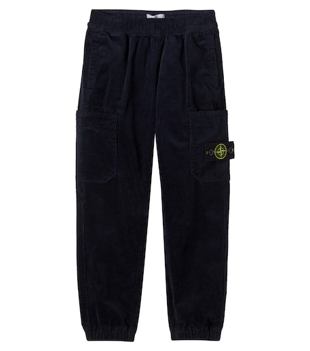 Stone Island Junior 컴파스 코튼 혼합 골덴 팬츠