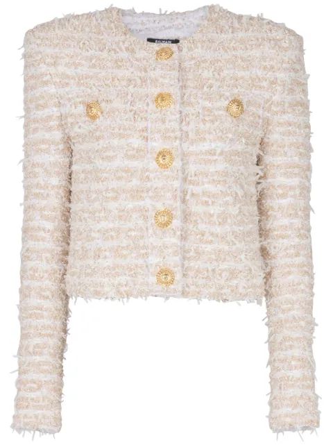 BALMAIN 크롭트 트위드 자켓