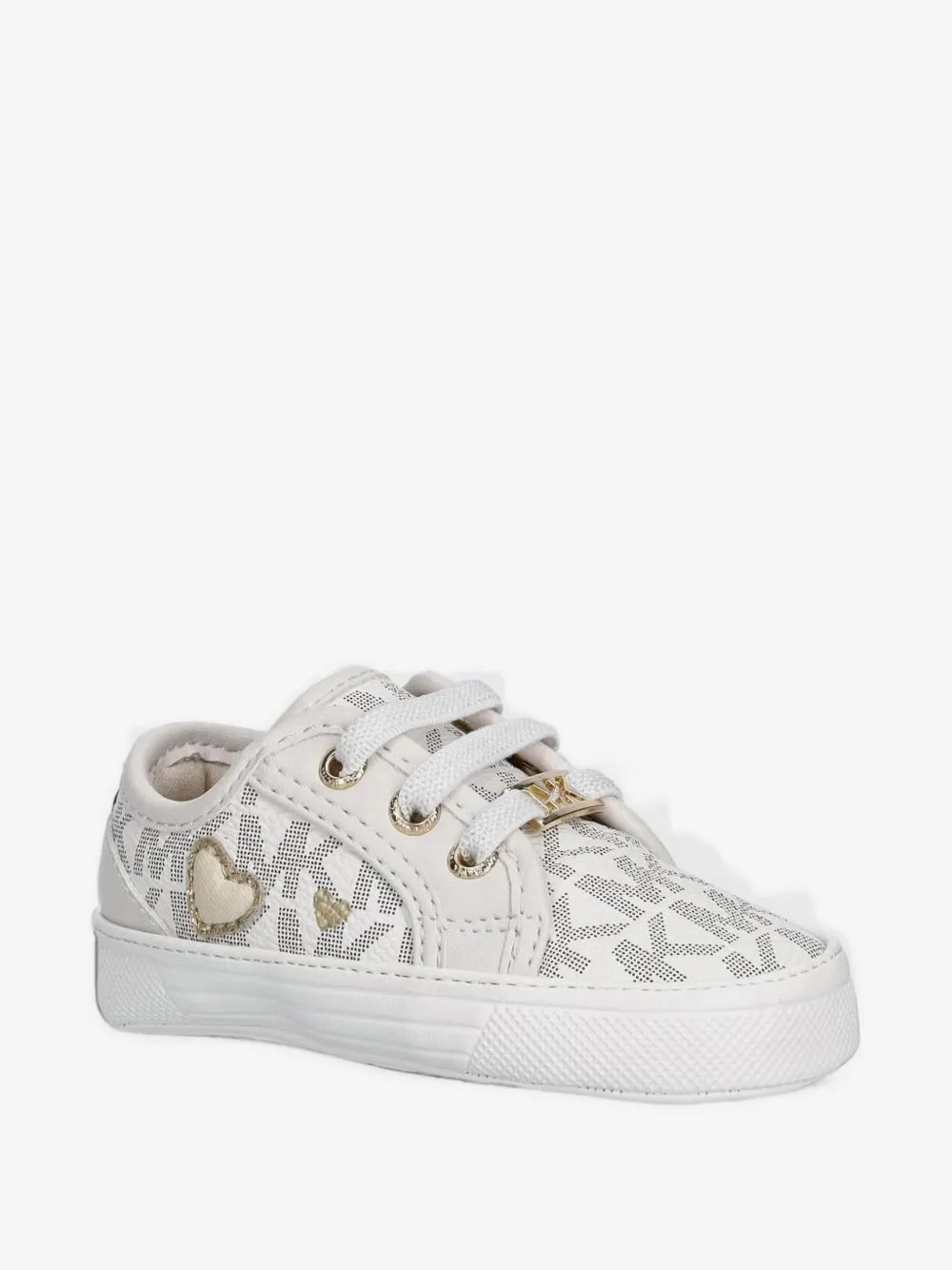 Michael Kors Kids 베이비 브리타니아 하트 모노그램 프린트 하트 모티프 트레이너