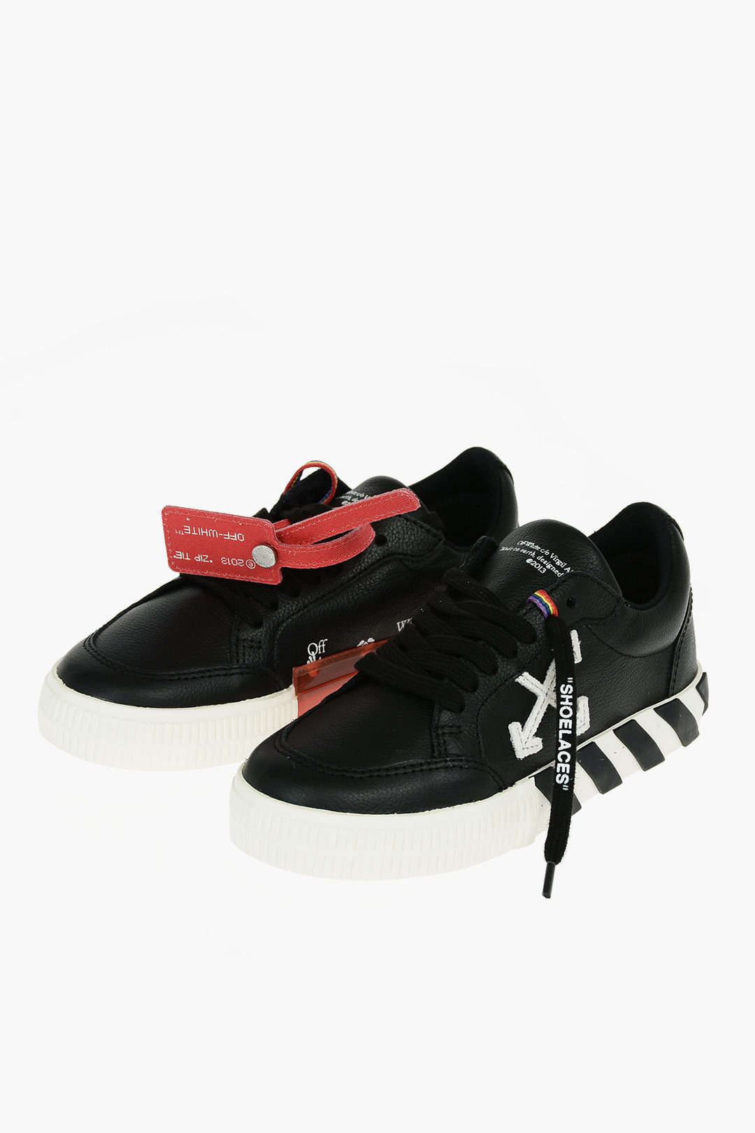Off-White Kids 가죽 스니커즈 로우 벌카나이즈드