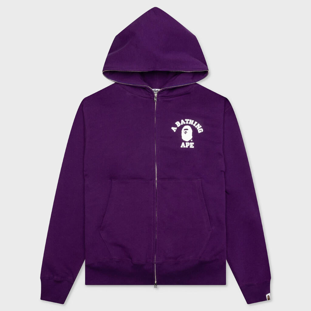 Bape 컬리지 릴랙스 핏 풀 집 후드티