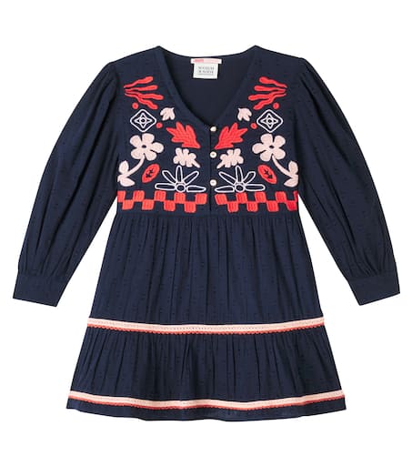 Scotch & Soda Kids 클립 자수 면 드레스