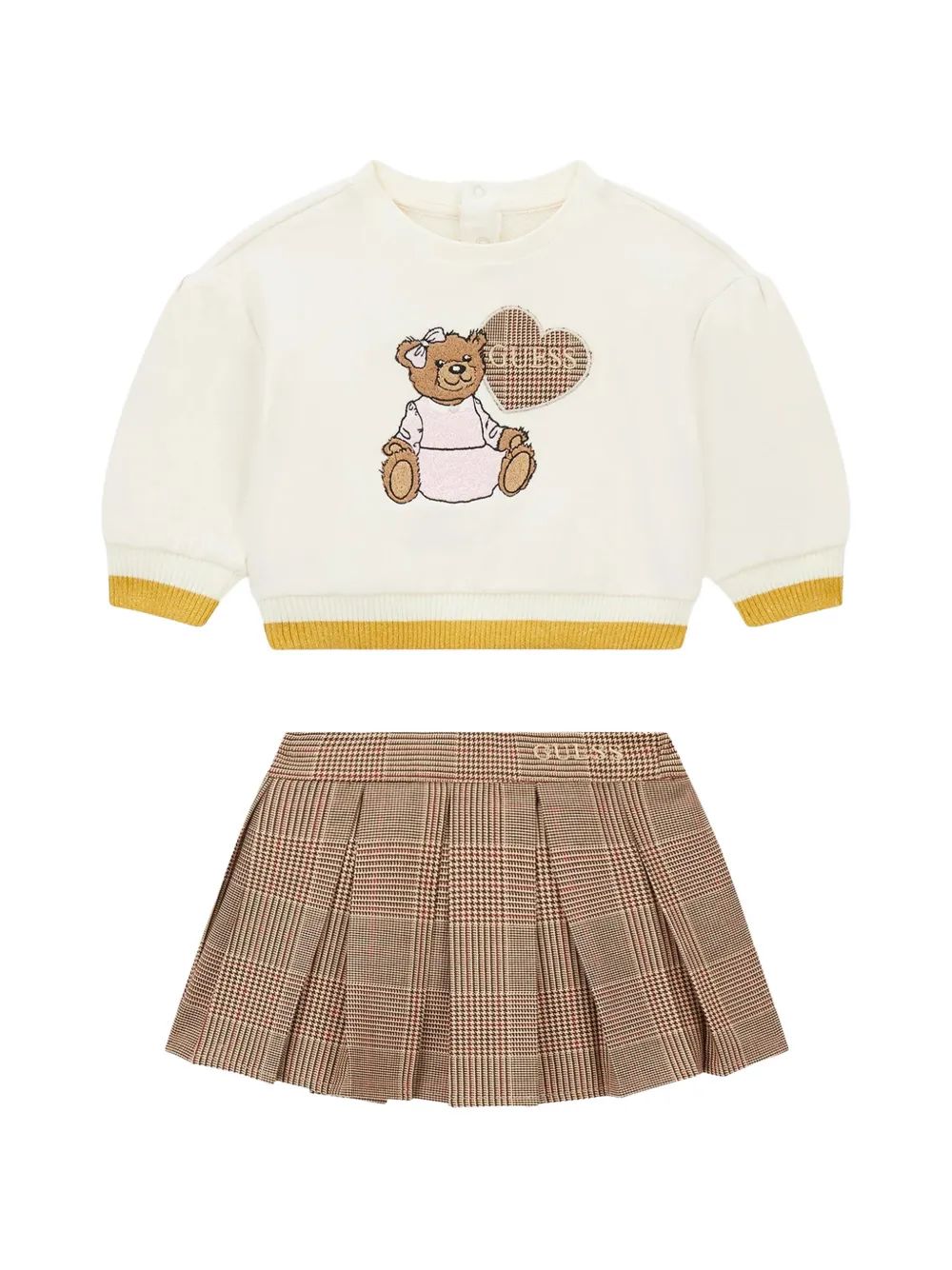 guess kids 테디 모티프 플리츠 스커트 세트