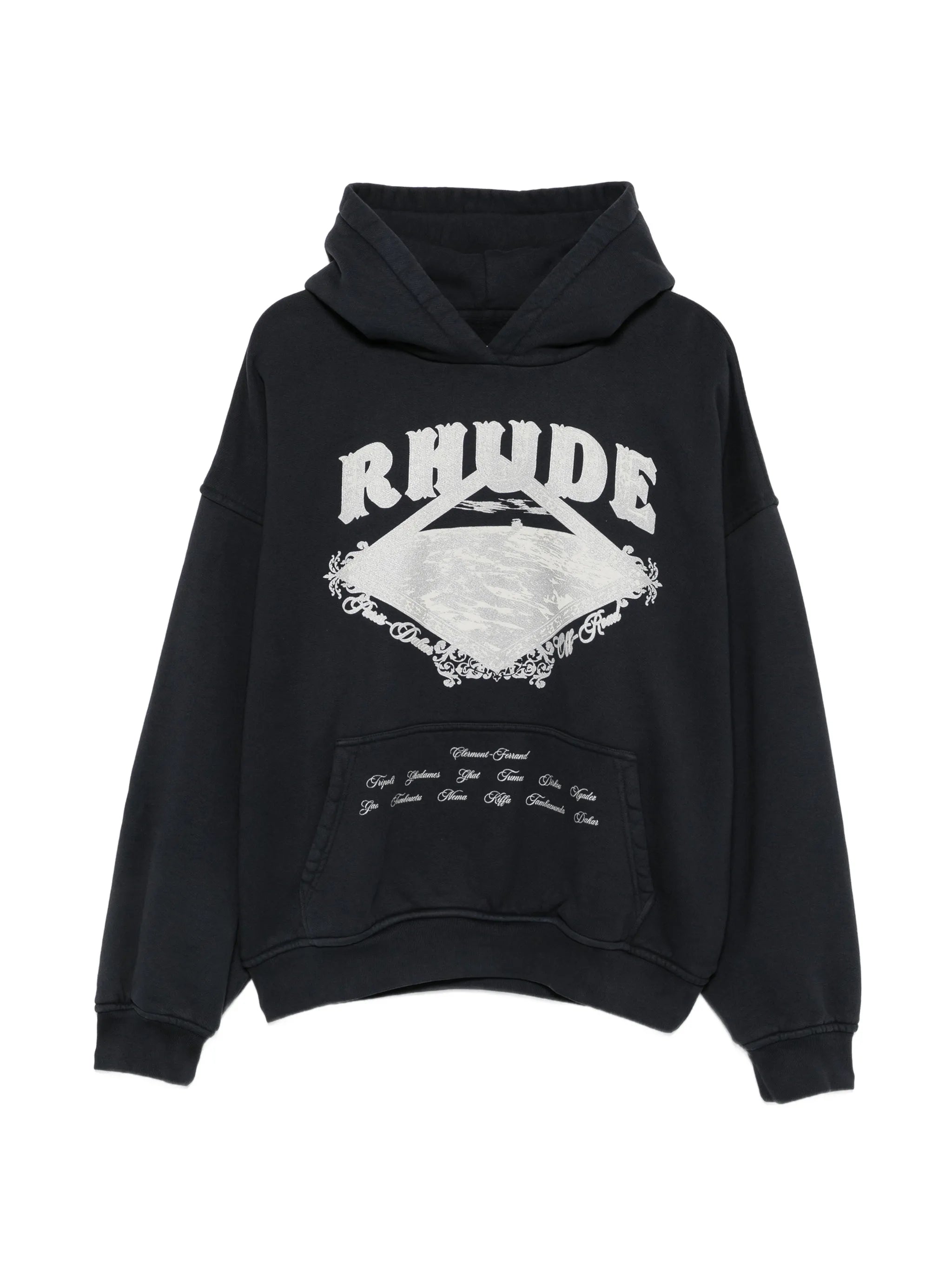Rhude 로고 프린트 포켓 후드