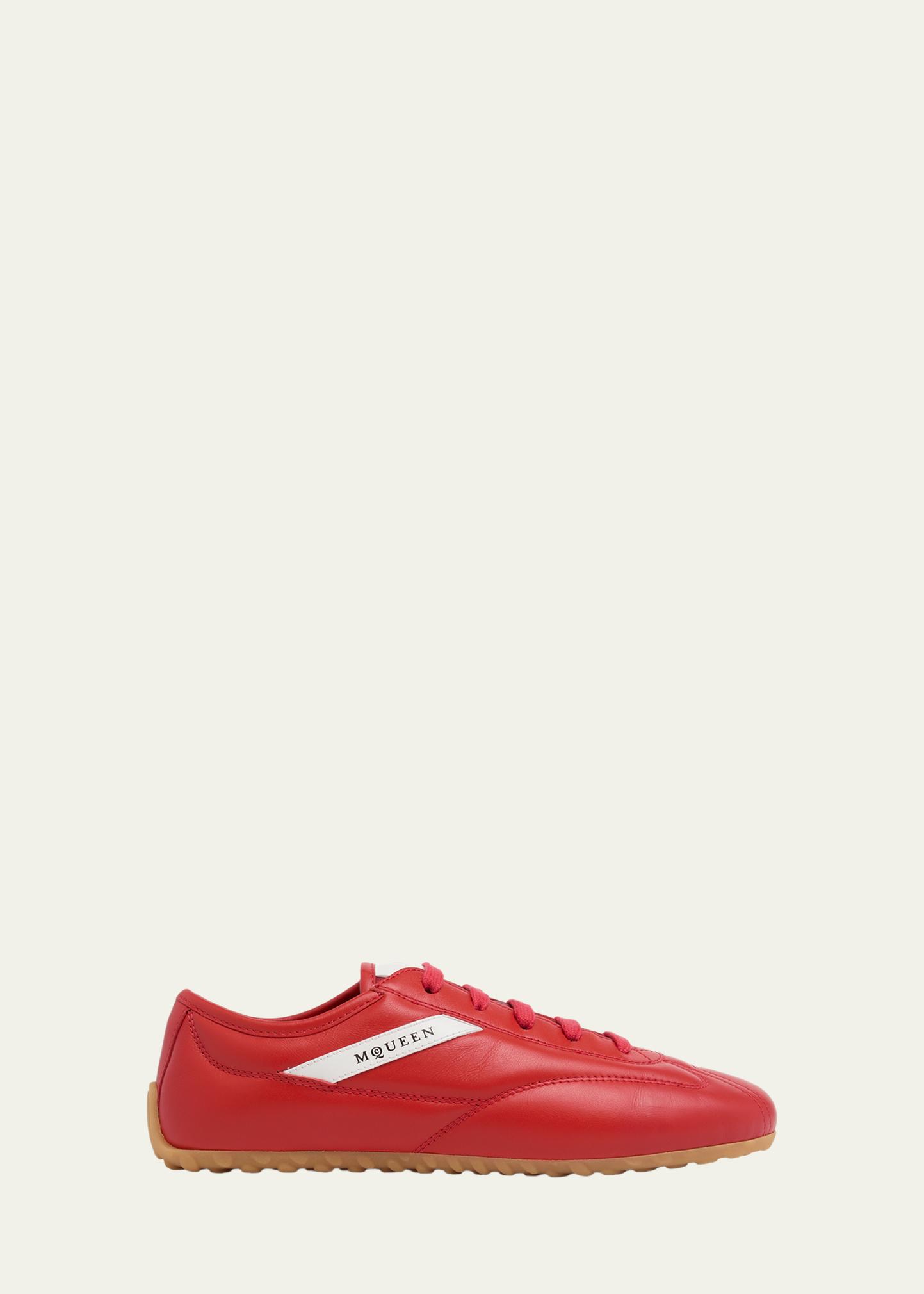 ALEXANDER MCQUEEN 박스 가죽 로우탑 스니커즈