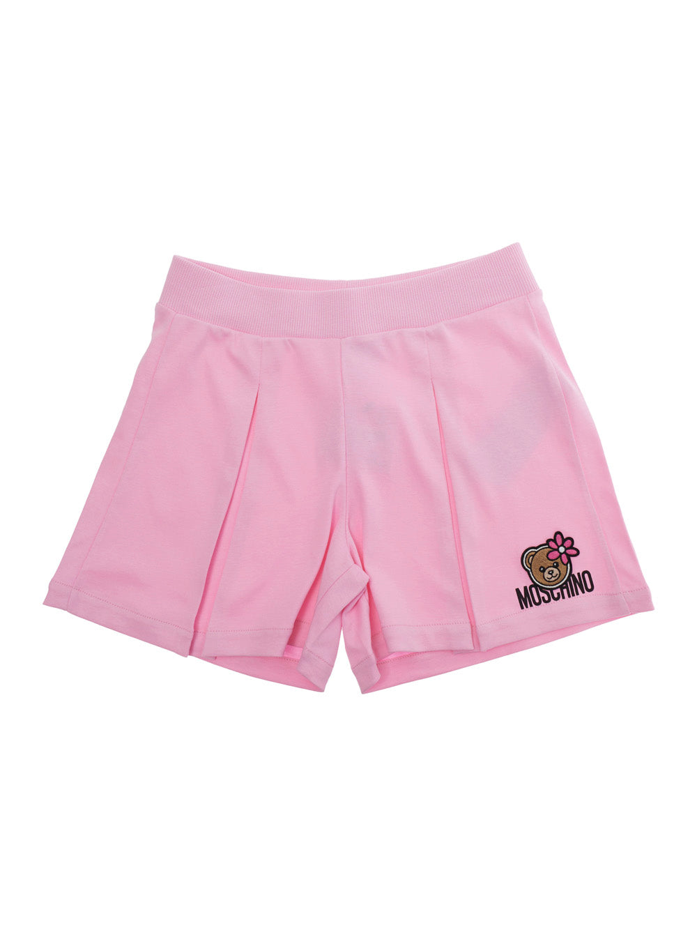 Moschino Kids 아기 여자 면 반바지 밴드와 앞주머니