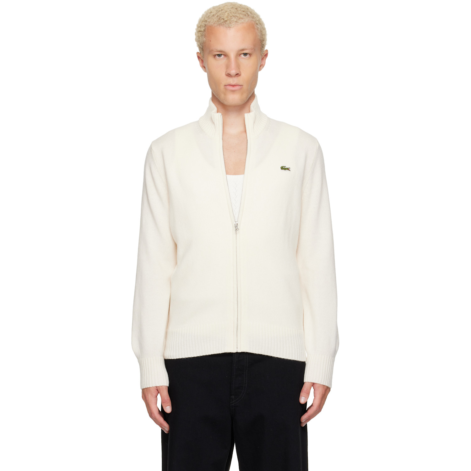 Lacoste 오프 화이트 울 집업 맨투맨