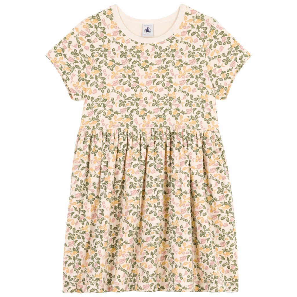 PETIT BATEAU KIDS 플로럴 무늬 드레스 크림