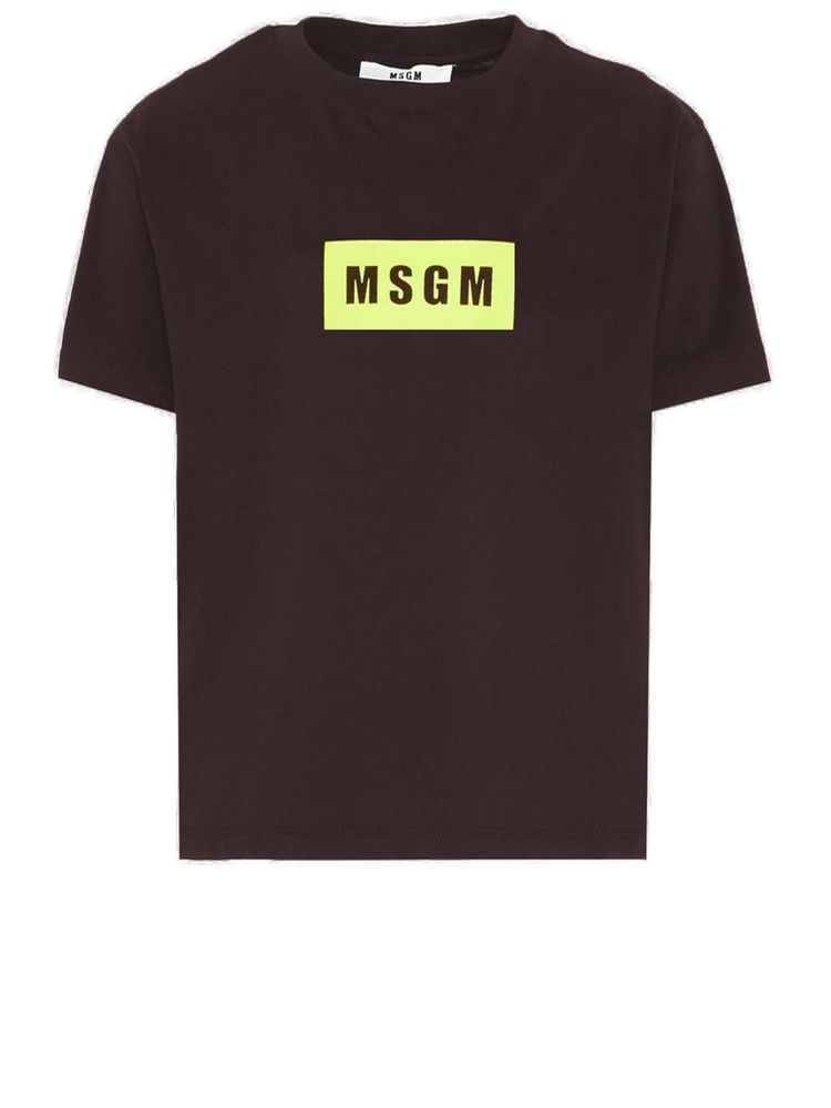 MSGM Kids 박스 로고 크루넥 티셔츠
