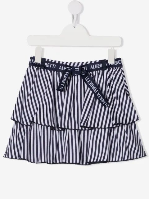 Alberta Ferretti Kids 스트라이프 티어드 스커트