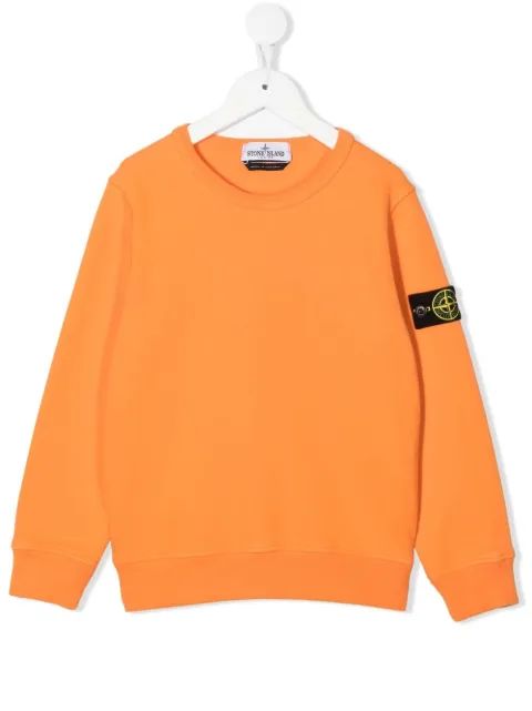 Stone Island Junior 로고 패치 크루 넥 스웨트셔츠