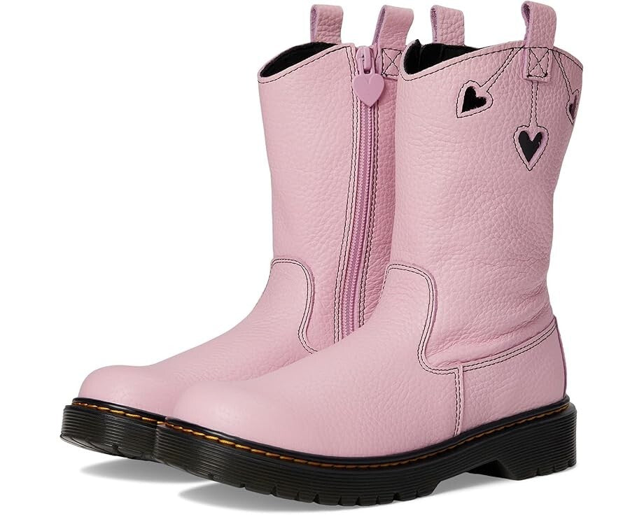 DR. MARTENS 벡스 하트 31948148 부츠 키즈 핑크 가죽 라운드 토