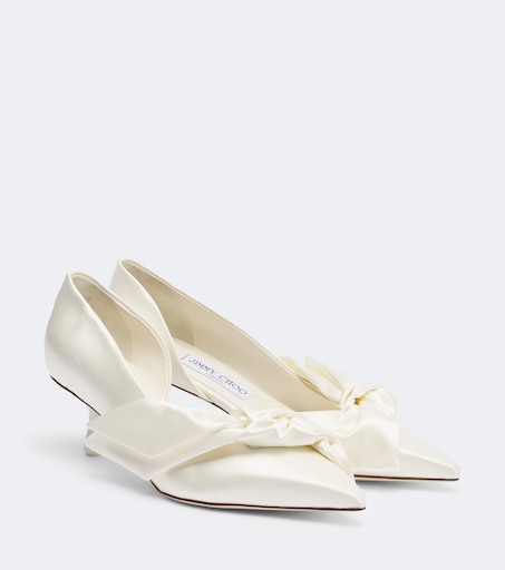 JIMMY CHOO 이시 보우 디테일 새틴 펌프스