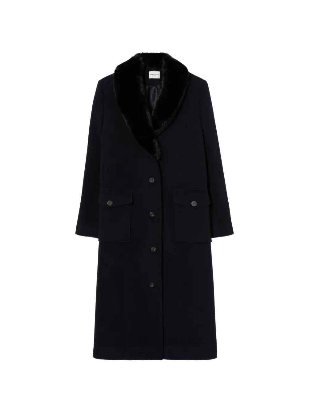 Claudie Pierlot  롱 울 코트 페이크 퍼 칼라
