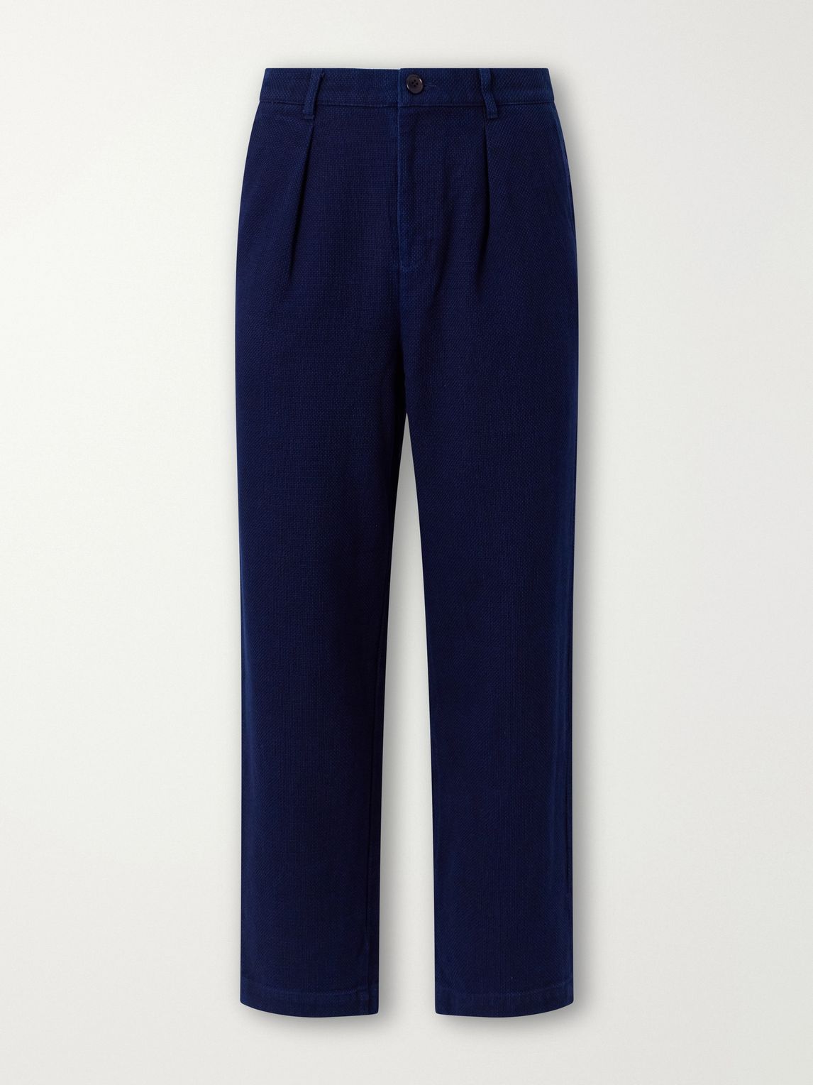 BLUE BLUE JAPAN 와이드 레그 주름 면 사시코 바지