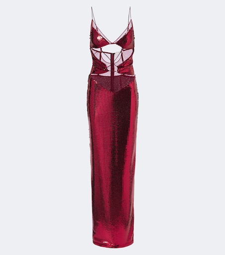 NENSI DOJAKA 시퀸 컷아웃 이브닝 가운