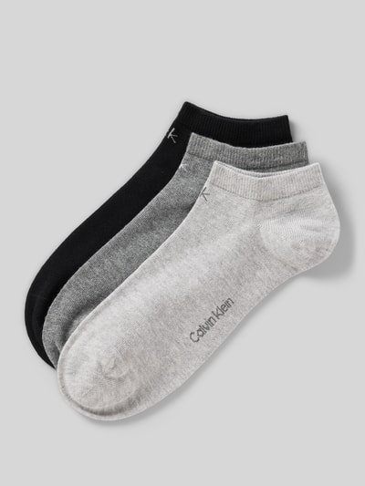 CK CALVIN KLEIN  라벨 디테일 미드 그레이 스니커즈 양말 3팩