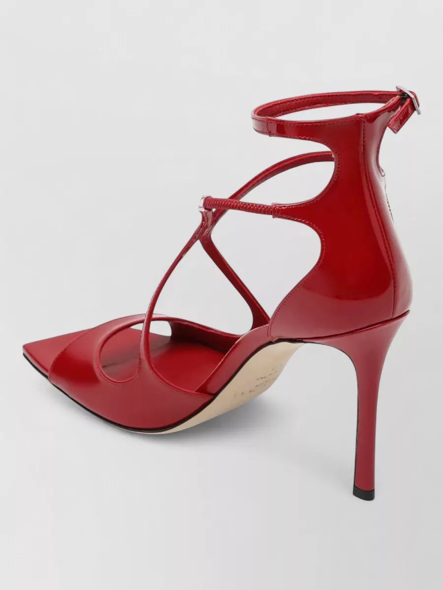 JIMMY CHOO 앵클 스트랩 오픈 토 스트랩 펌프스