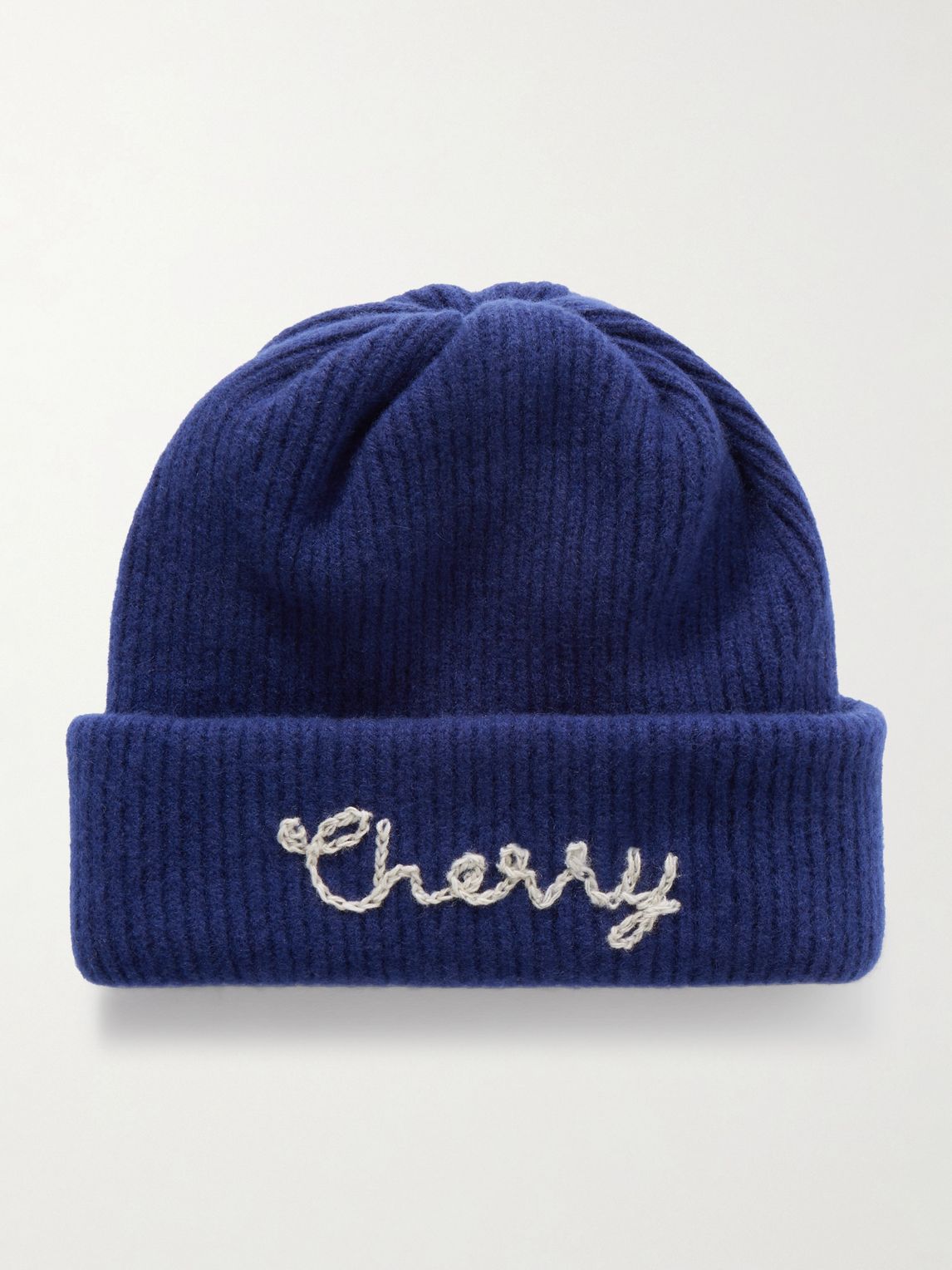 CHERRY LOS ANGELES 로고 자수 리브 캐시미어 비니