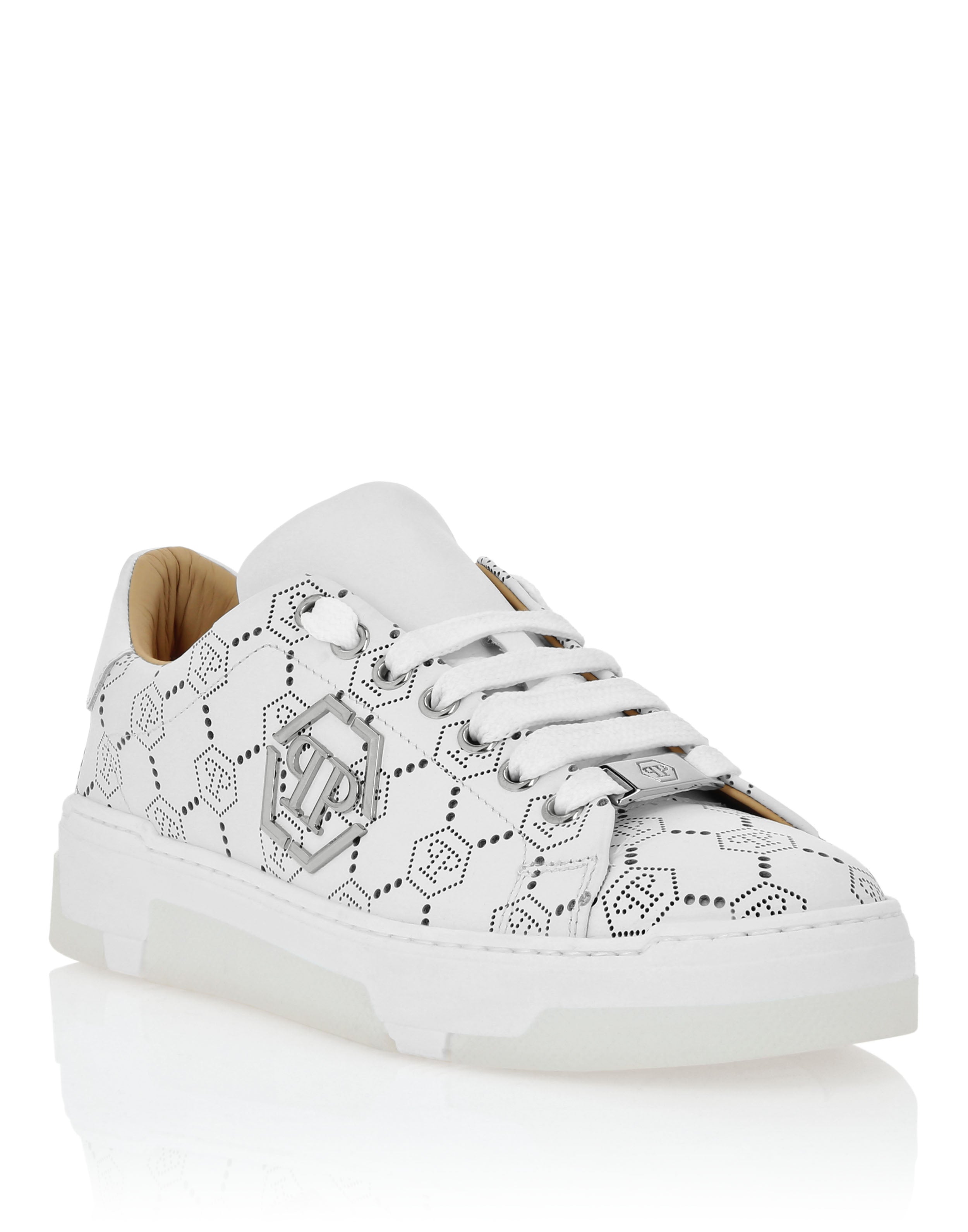PHILIPP PLEIN 로우 탑 가죽 스니커즈 매트 모노그램