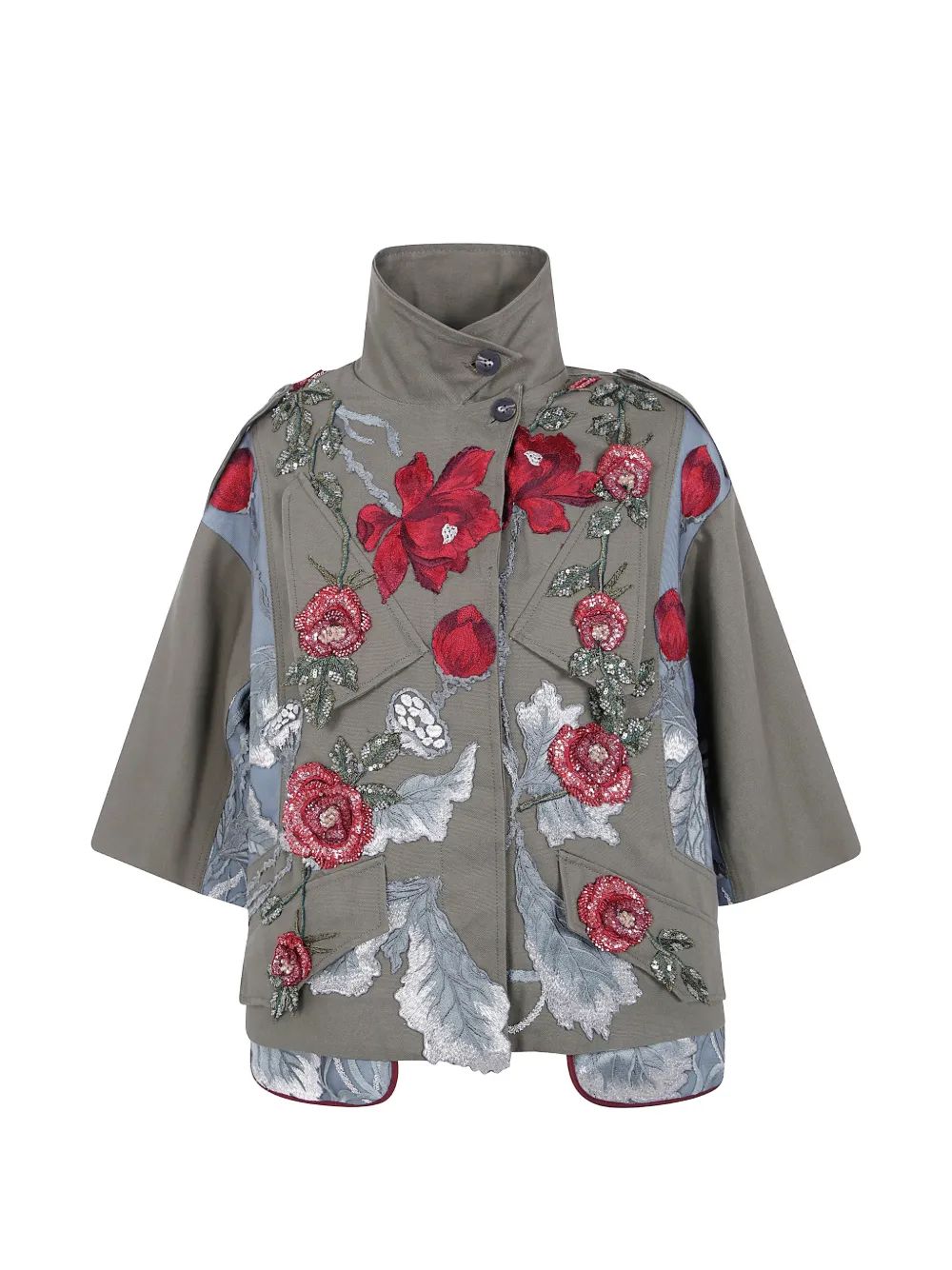 ANTONIO MARRAS 플로럴 자수 시퀸 장식 크롭 자켓