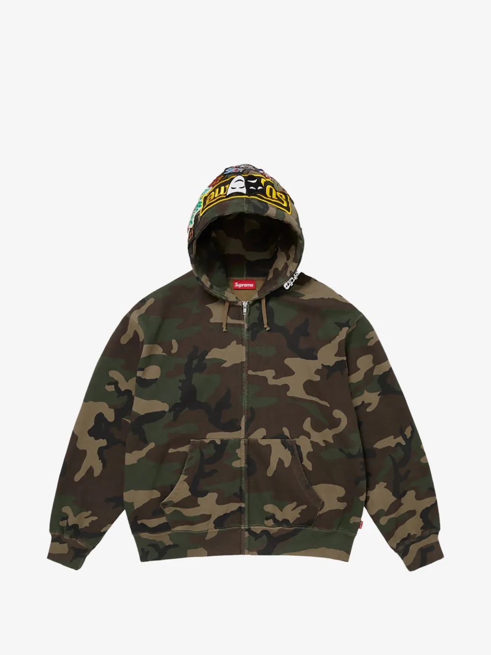 Supreme 우드랜드 카모 패치 디테일 집업 후드
