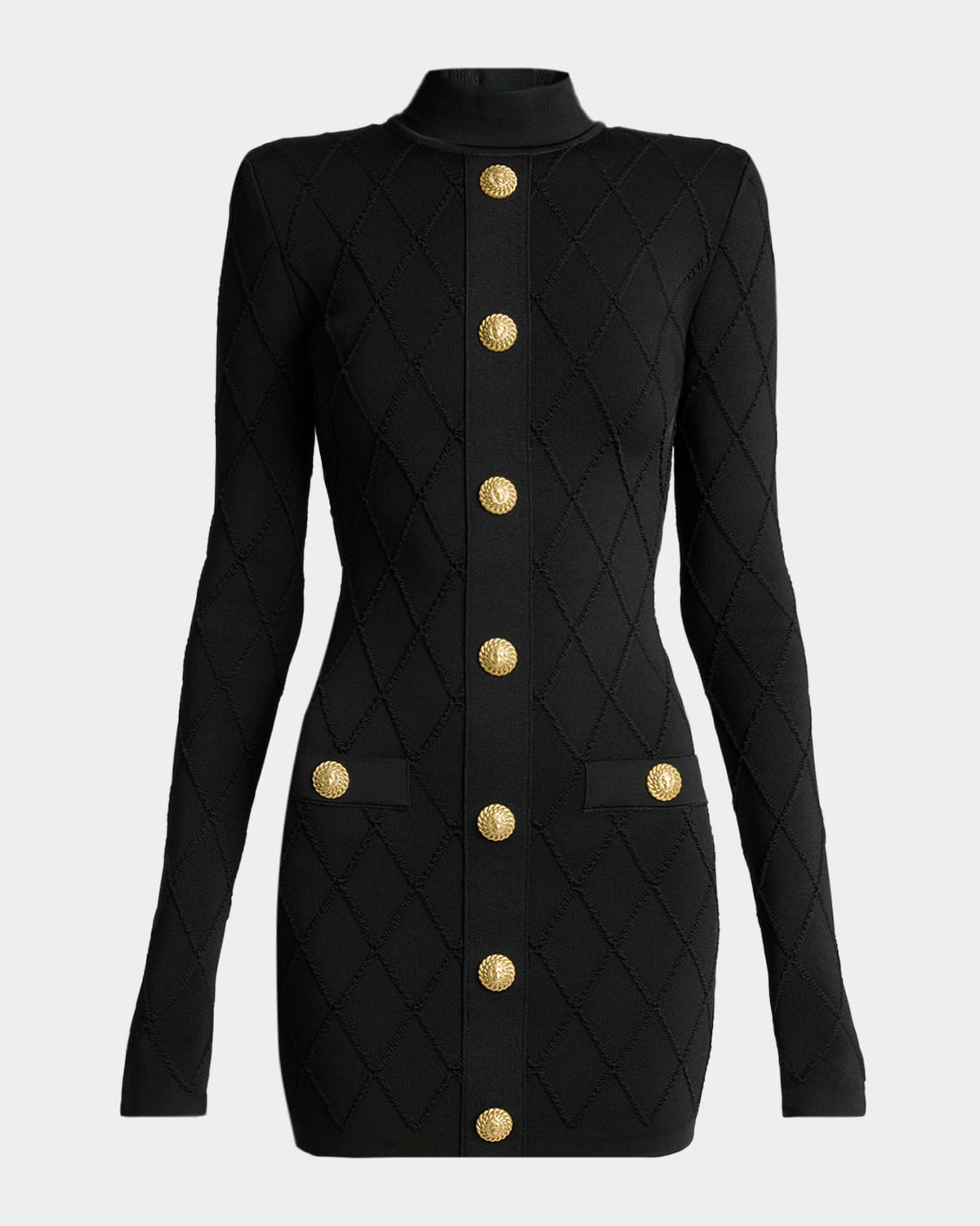 BALMAIN 버튼 니트 미니 원피스
