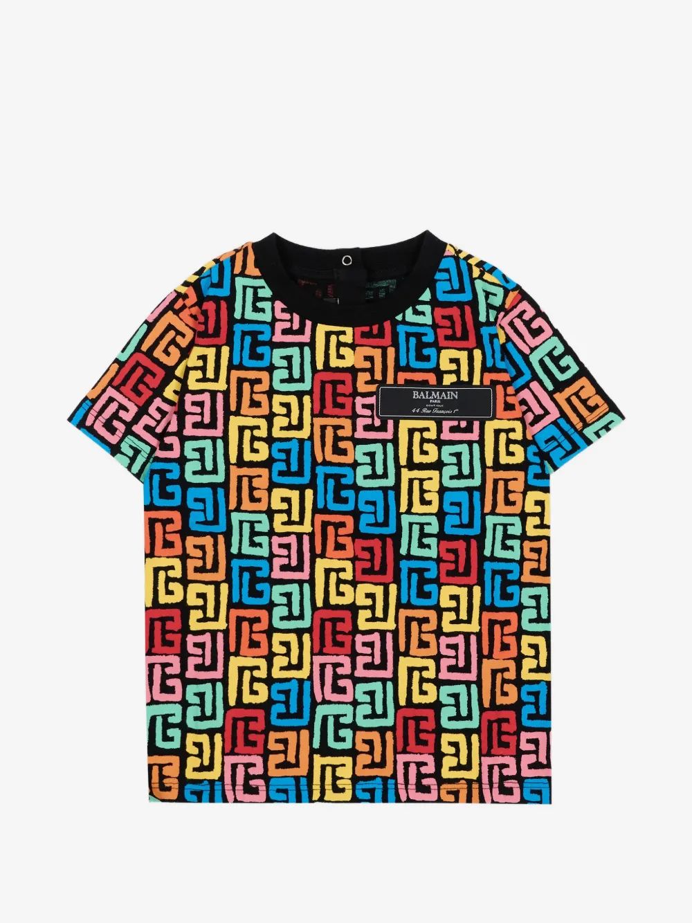 Balmain Kids 모노그램 프린트 로고 패치 티셔츠