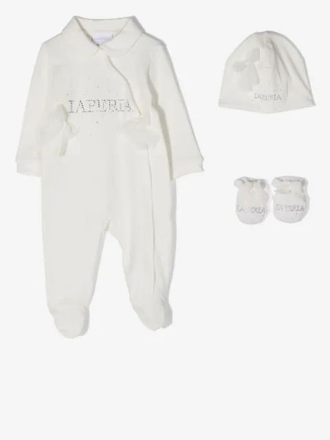 La Perla Kids 자수 로고 베이비그로우 세트