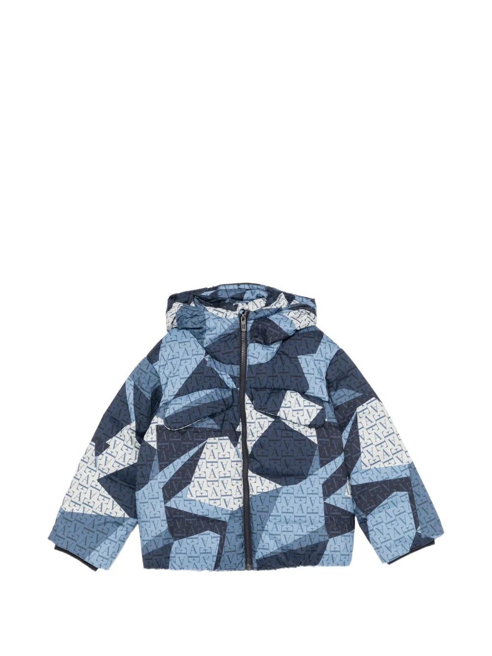 Emporio Armani Kids 모노그램 프린트 후드 자켓