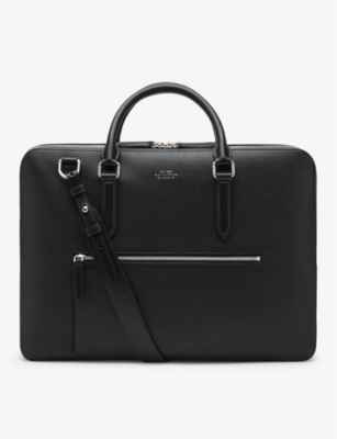 Smythson 루드로우 대형 가죽 브리프케이스