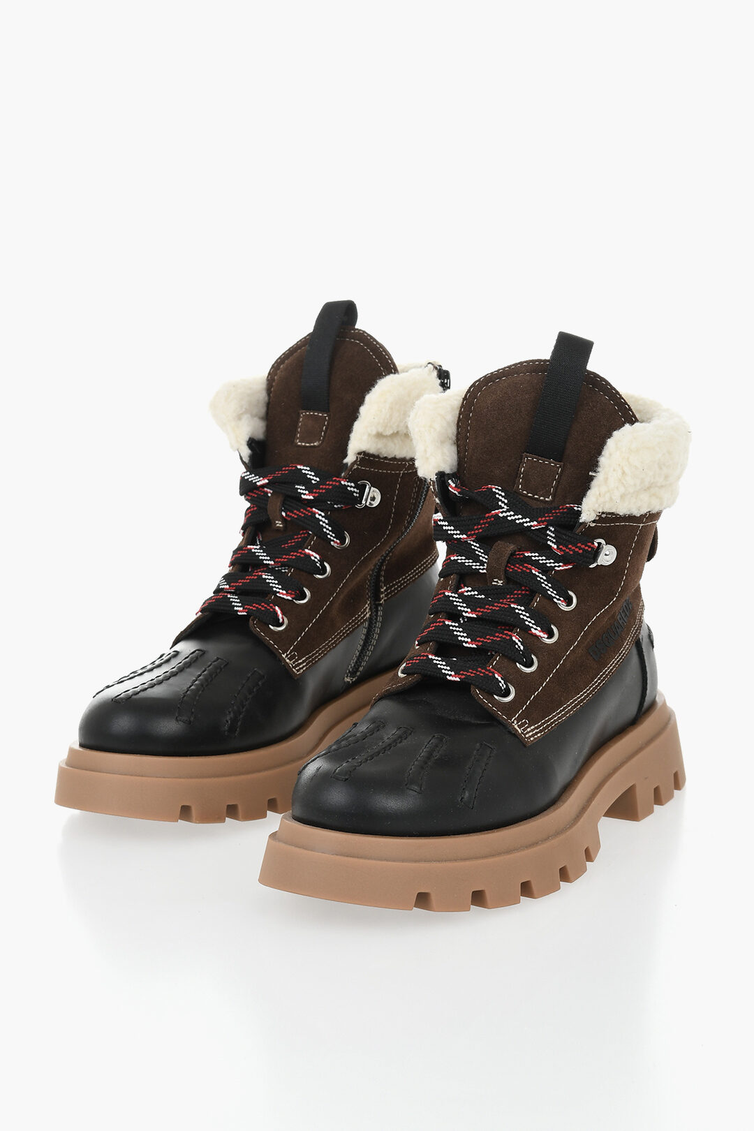 Dsquared 2 kids 가죽 스웨이드 하이킹 앵클부츠 사이드 지퍼