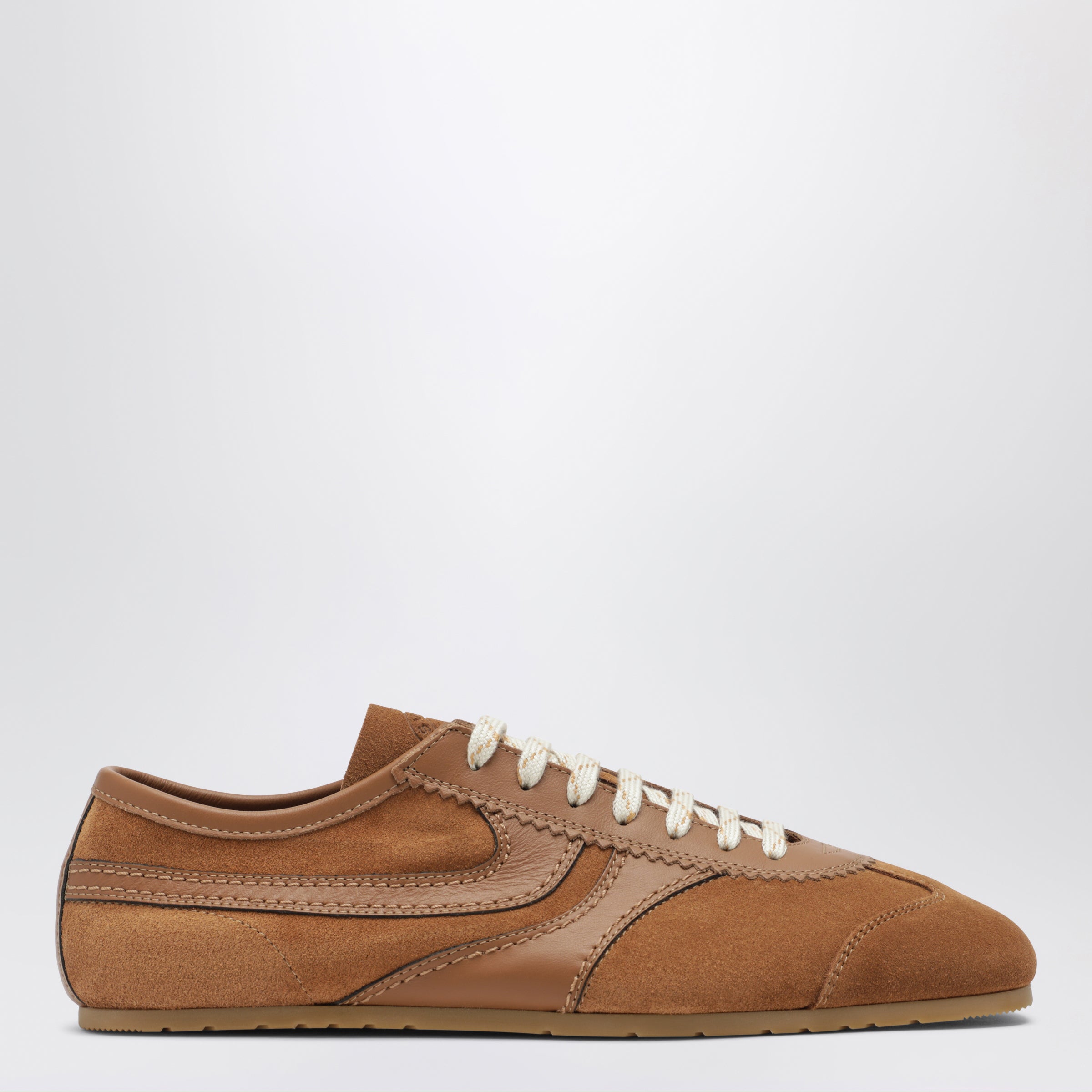 DRIES VAN NOTEN 가죽과 스웨이드로 만든 브라운 스니커즈