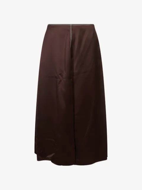 MARNI 컨트라스트 스티치 새틴 미디 스커트