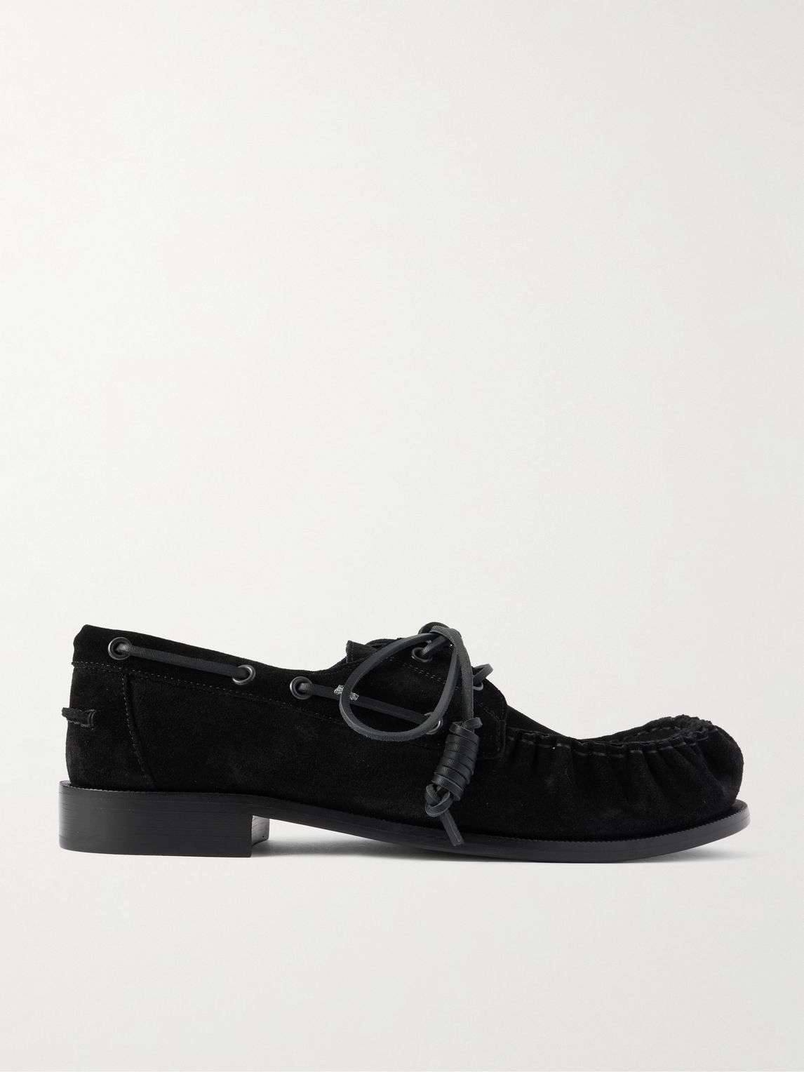 DRIES VAN NOTEN 가죽 트리밍 스웨이드 보트 슈즈