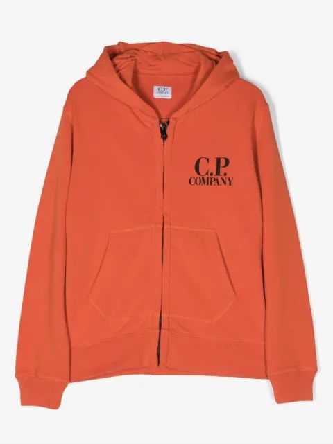 C.P. Company Kids 로고 프린트 집업 후드티