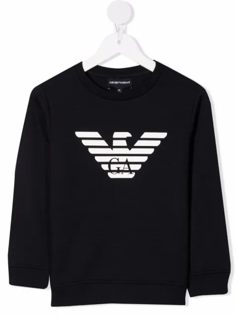 Emporio Armani Kids 로고 프린트 크루 넥 스웨트셔츠