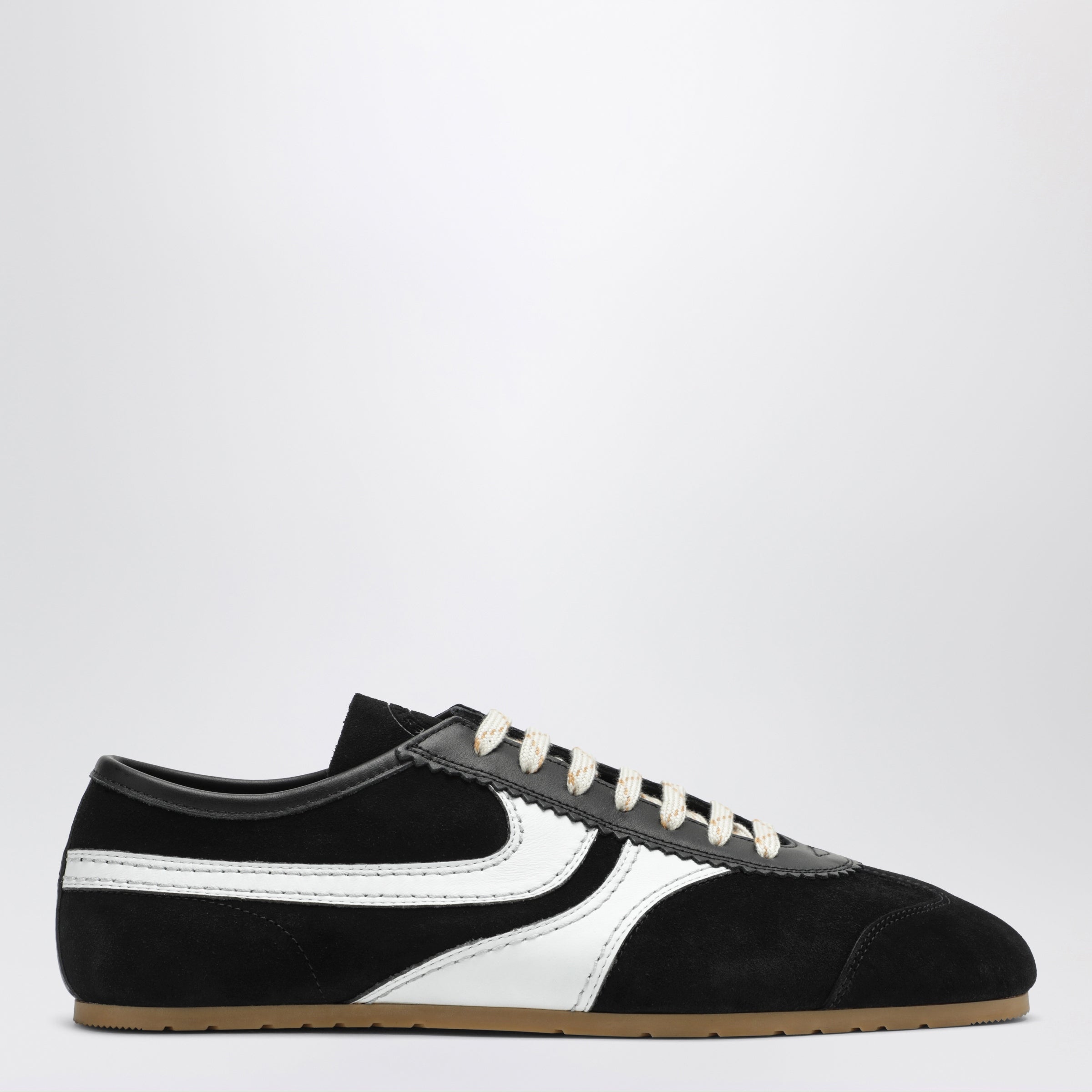 DRIES VAN NOTEN 가죽과 스웨이드 블랙 화이트 스니커즈