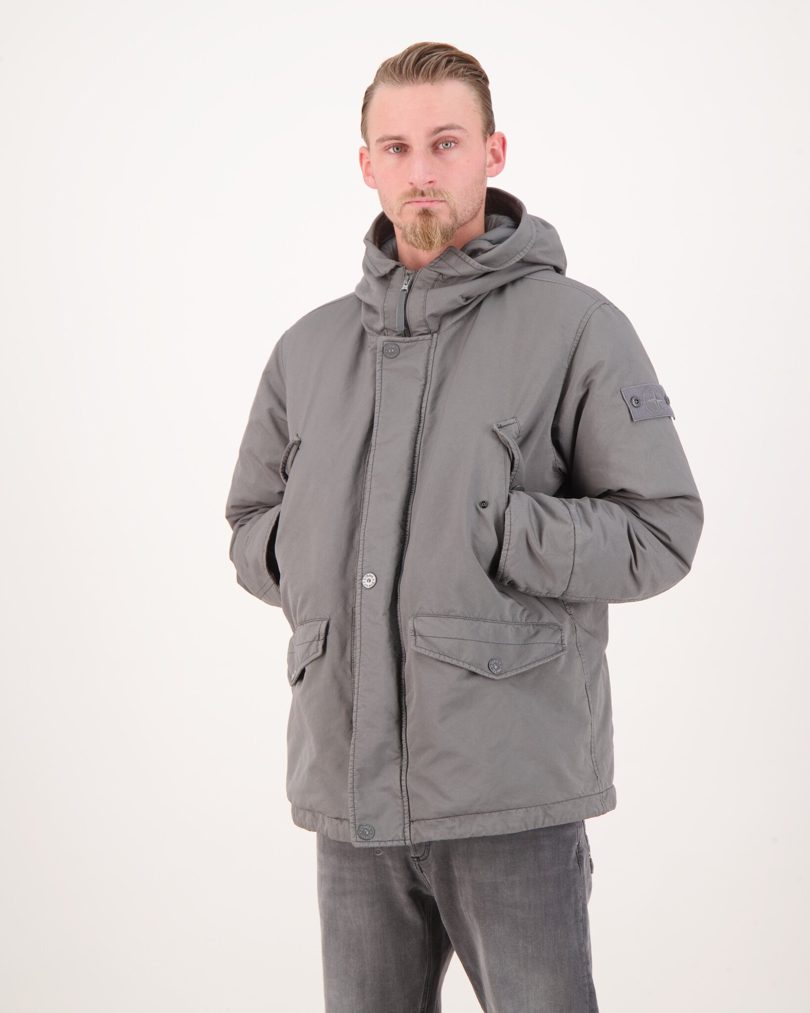 STONE ISLAND 4100108 숏 파카 그레이