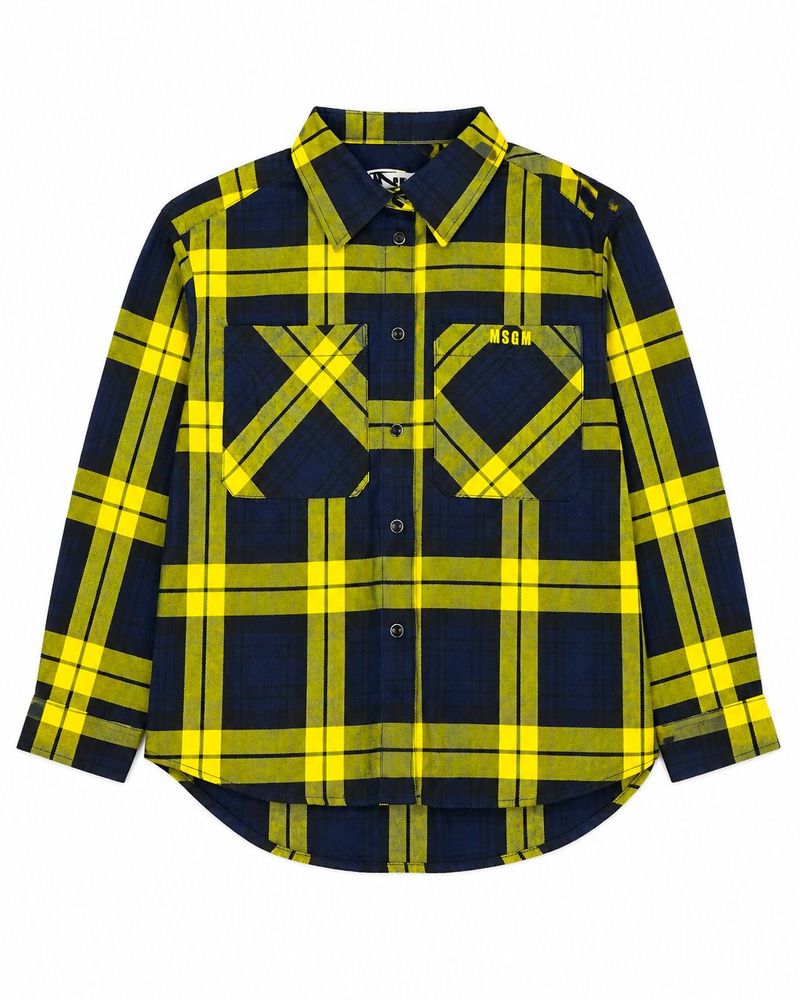 MSGM Kids 체크 커브드 셔츠