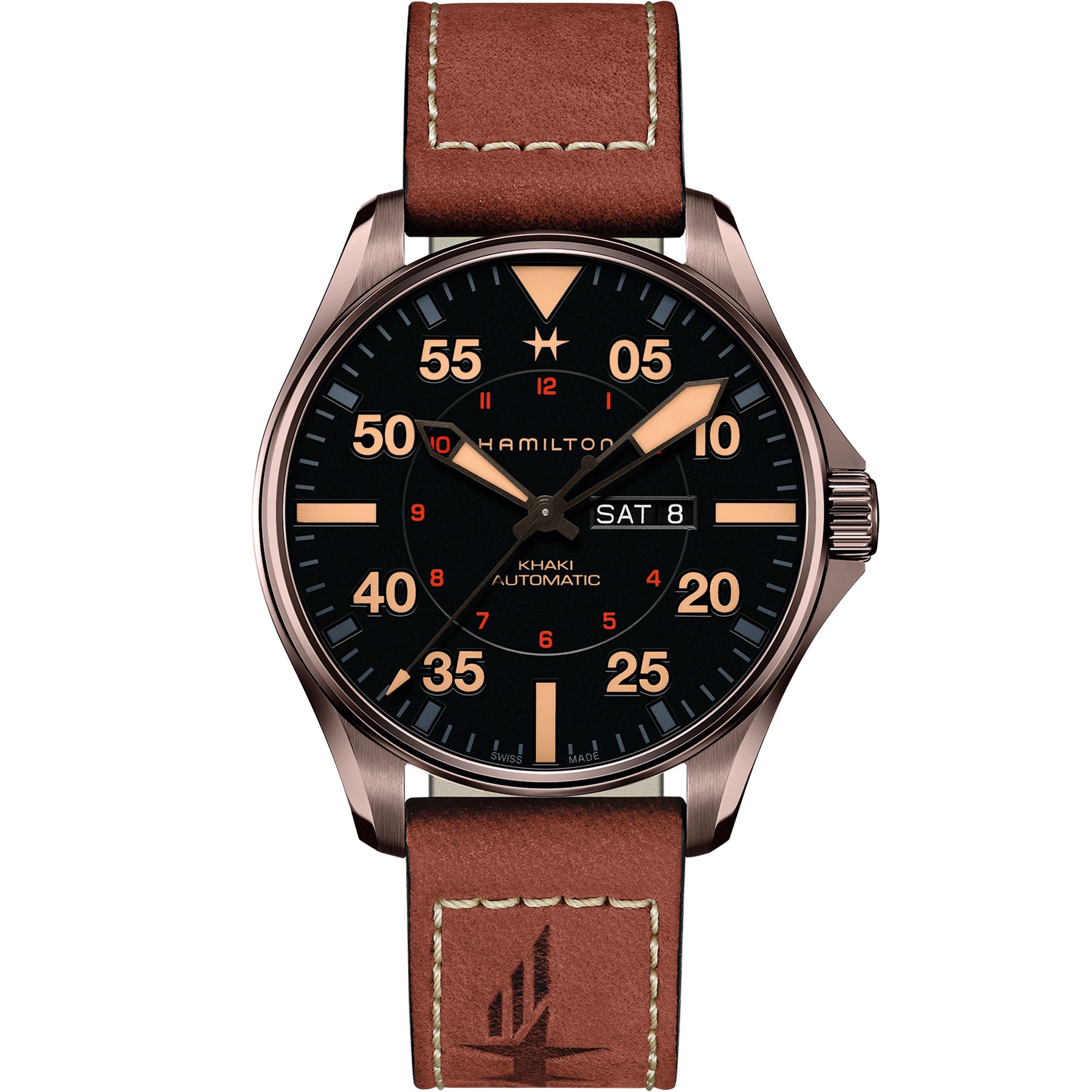 HAMILTON 남성 H64705531 카키 파일럿 46mm 자동 시계