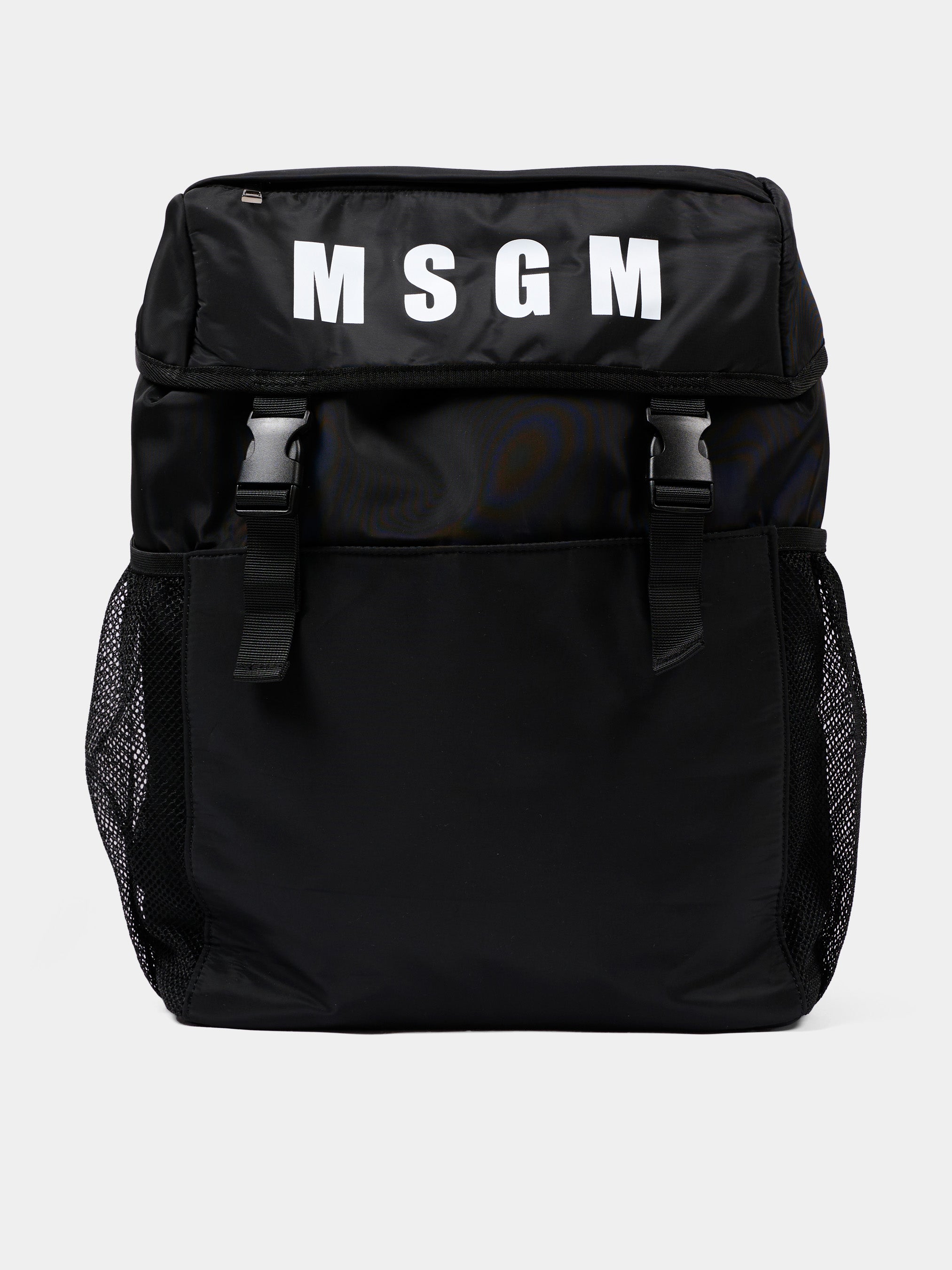 MSGM Kids 로고 포켓이 있는 아동용 블랙 백팩