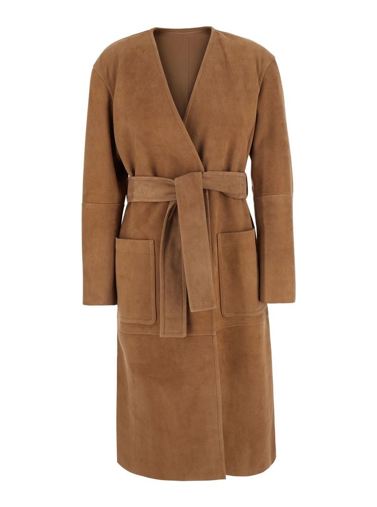 MAX MARA STUDIO 포르티치 스웨이드 벨티드 코트